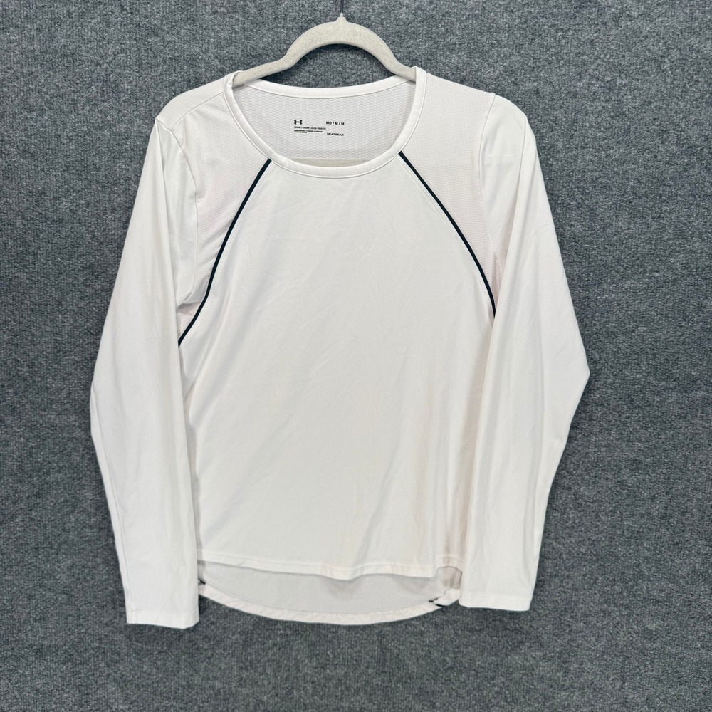 Under Armour Long Sleeve Shirt Womens Medium White HeatGear Athletic Workout Top